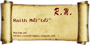 Raith Máté névjegykártya